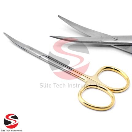 Gebogene Iris Schere 11,5 cm mit Titanbeschichtung – Präzise chirurgische Gewebe- und Fadenschere