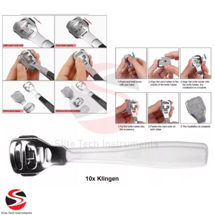 Raspel Hornhaut Hobel Hornhauthobel Tote Haut hornhautentferner Weiß 10x Klingen