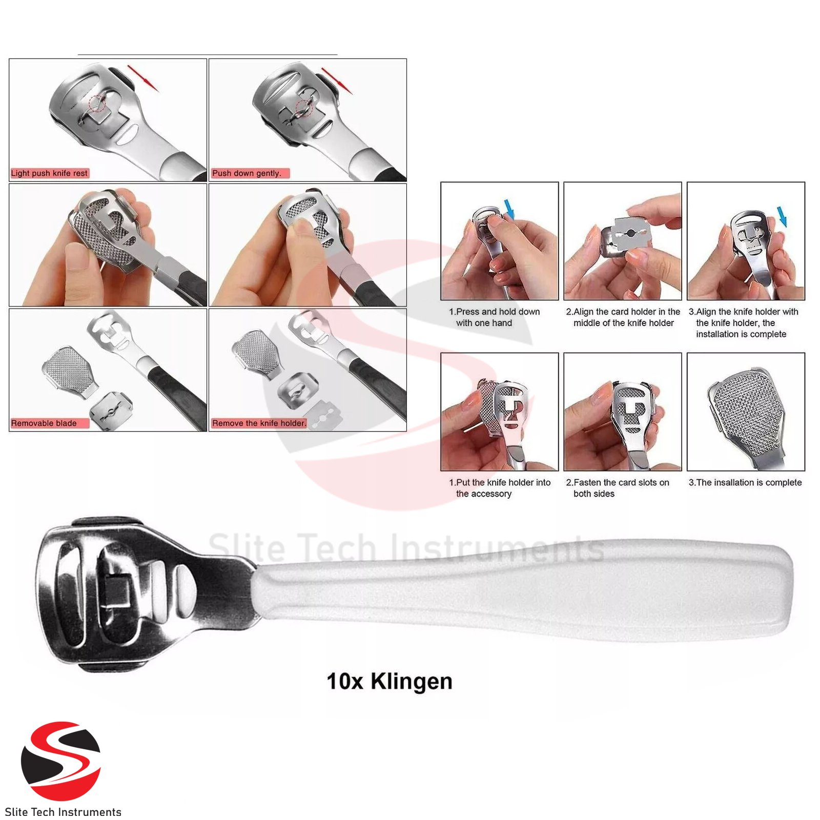 Raspel Hornhaut Hobel Hornhauthobel Tote Haut hornhautentferner Weiß 10x Klingen - Image 2