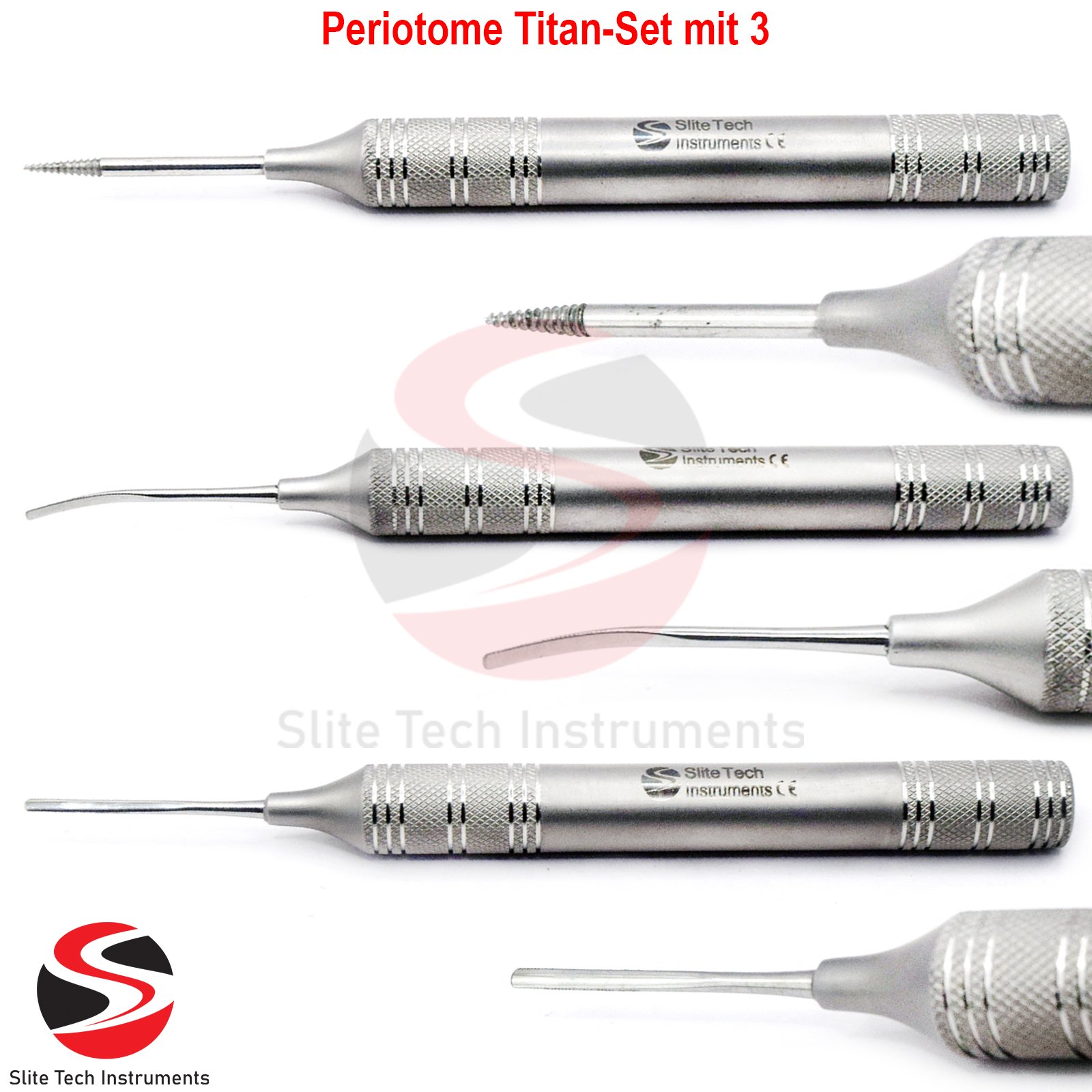 Chirurgische Periotome Titan-Set mit 3 Wurzelheber Periotome Chirurgie Implantologie
