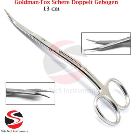 Goldman Fox Doppelt-Schere 13cm Gebogen – Chirurgische Faden- & Präparierschere OP