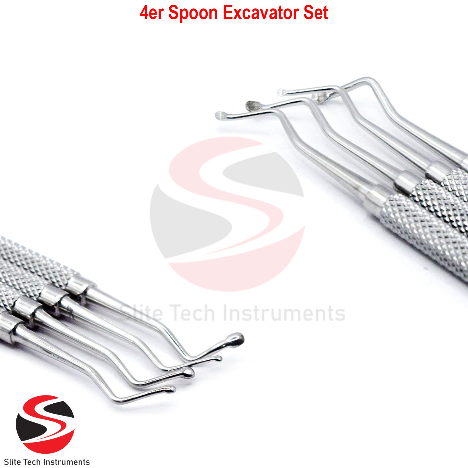 4er Dental Set Excavator Zahnreinigung Sonde Zahnpflege Edelstahl Zahnkratzer - Image 3