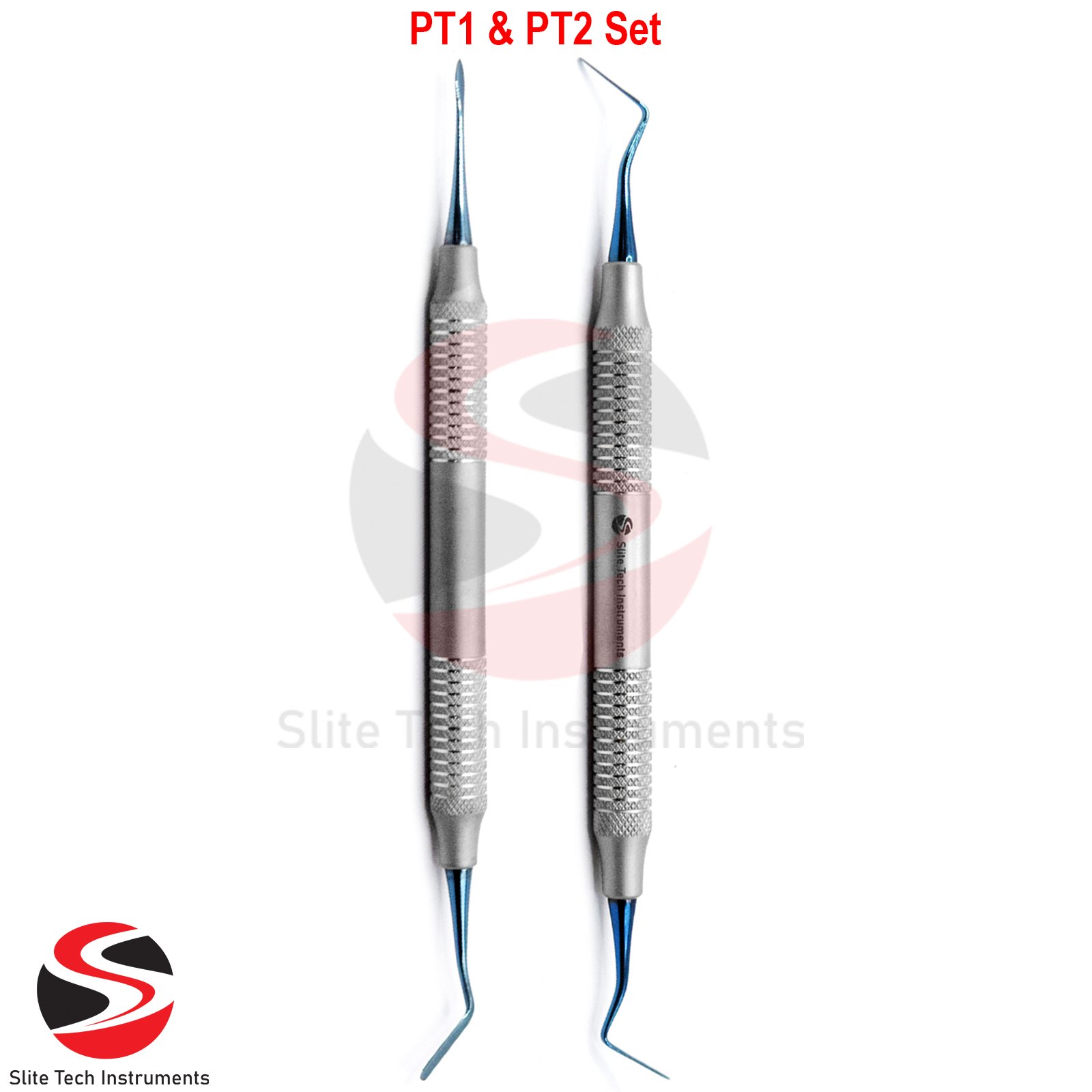 2 Periotome Set Dental Chirurgie Zahnextraktion Würzelheber Implantat PT1 & PT2 - Image 2