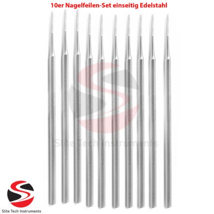 10er Nagelfeilen-Set einseitig Edelstahl-Nagelfeilen Maniküre und Pediküre Set