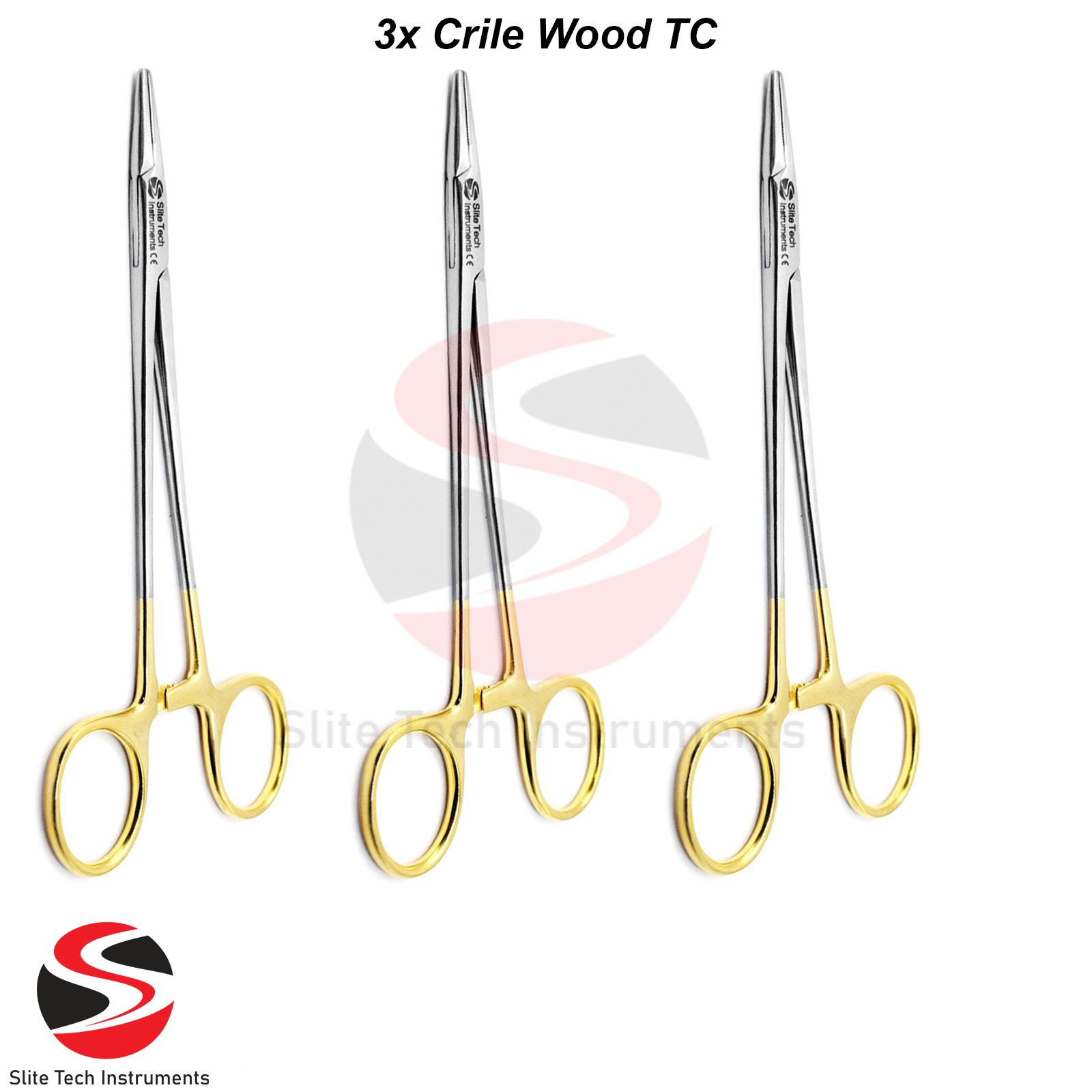 "3x Crile-Wood TC Nadelhalter Chirurgisch Naht Halter OP Instrumente Set" - Image 3