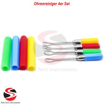 4er Set Ohrenreiniger bunt + Schutzkappe Ohrlöffel Ohren Pflege klein 6 cm HNO