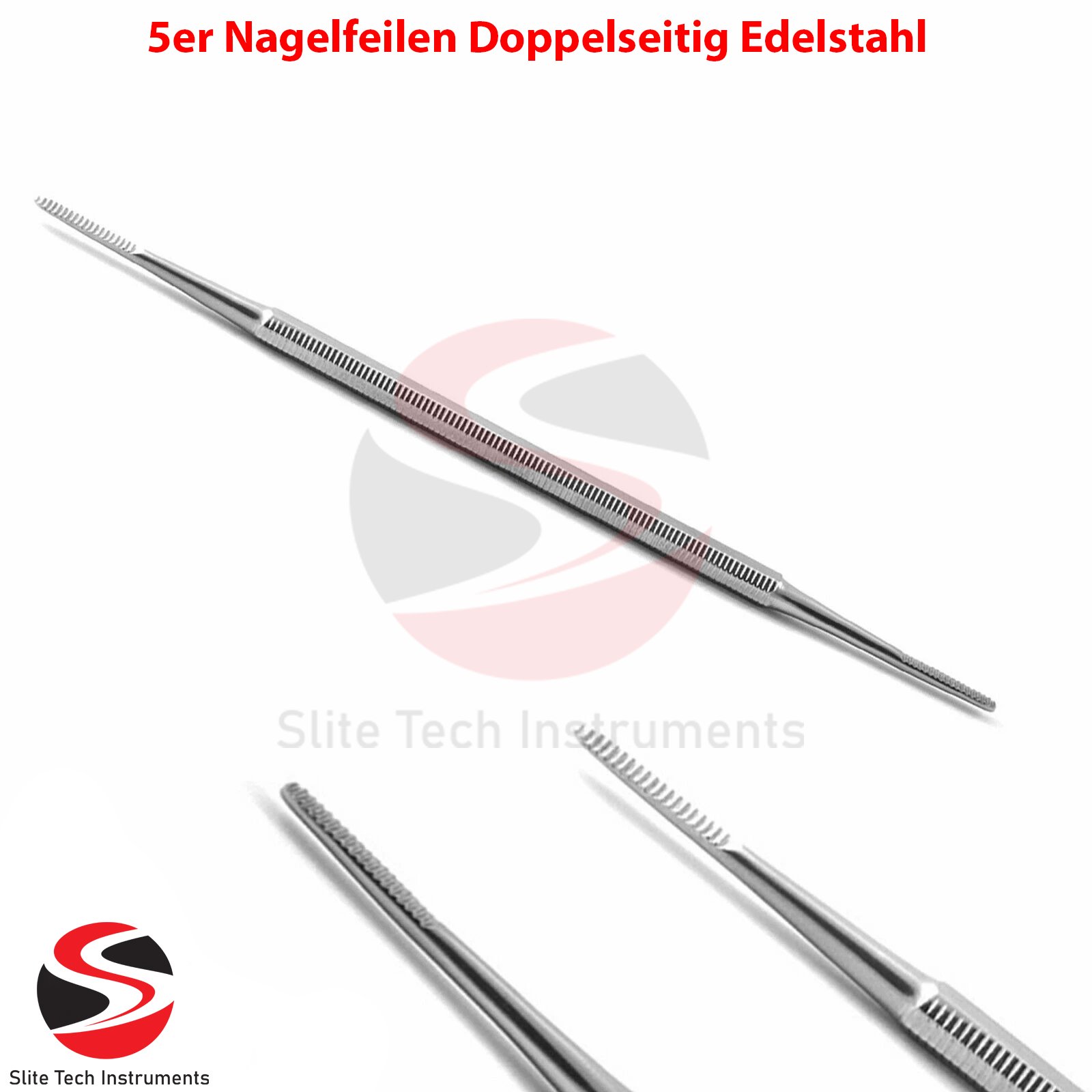 5er Nagelfeilen Doppelseitig Edelstahl-Nagelfeilen Maniküre und Pediküre Set - Image 3