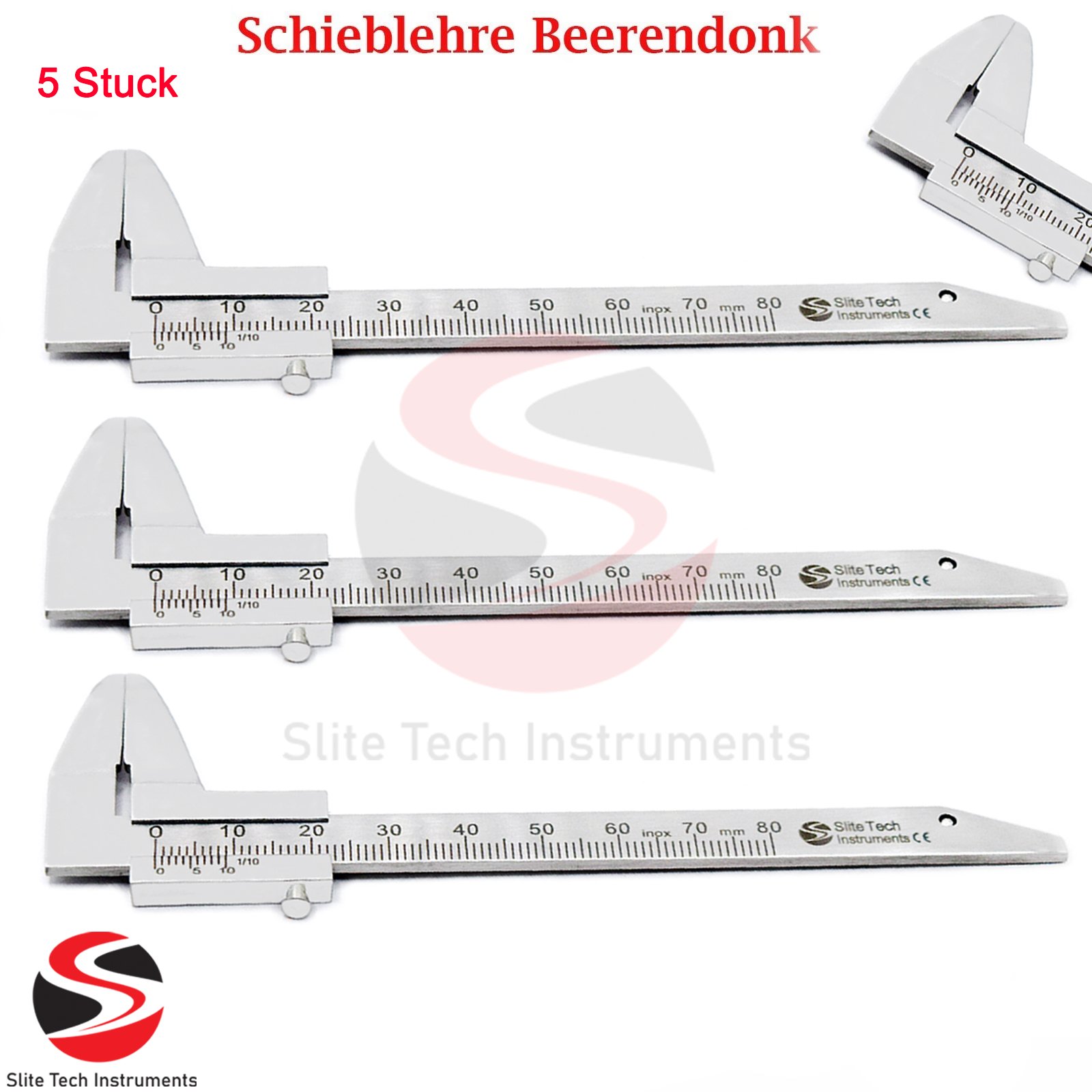 5x Dental Schieblehre Zürcher Modell Münchner Beerendonk KFO Messlehre Zahntechnik