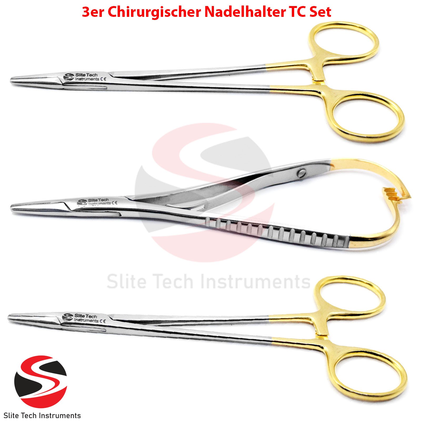 3er Chirurgischer Nadelhalter TC Set – Arterienklemme Hakenlöser OP Gefäßklemme