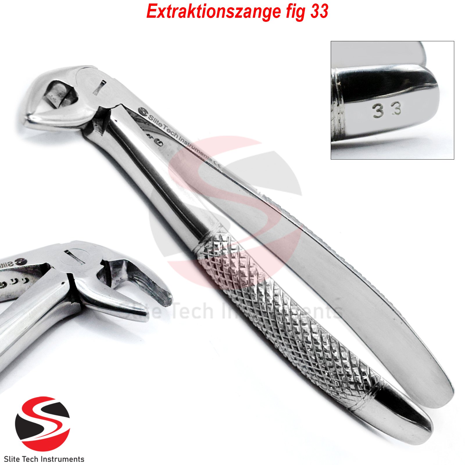 Dental Extraktionszange fig 33 Oberkiefer Unterkiefer Backenzahnentfernung Prämolaren