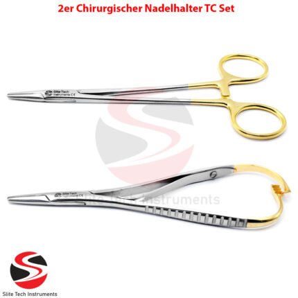 2er Chirurgischer Nadelhalter TC Set – Arterienklemme Hakenlöser OP Gefäßklemme