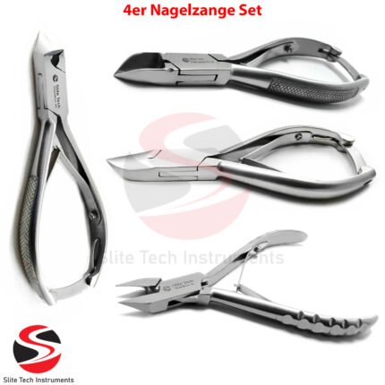 “4er Nagelhautzange Set Kopfschneider Nagelzange Edelstahl – Fußnagelzange Profi”