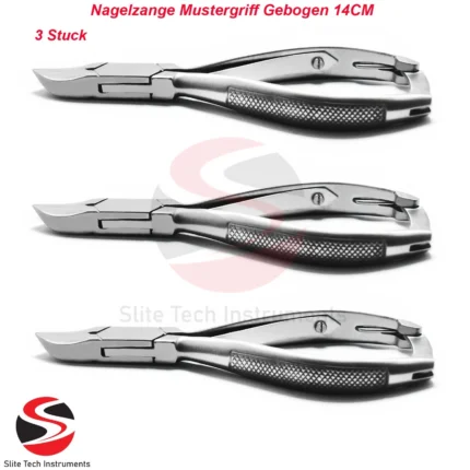 "3x Profi Kopfschneider Nagelzange 14cm – Gebogener Mustergriff für Fußnägel"