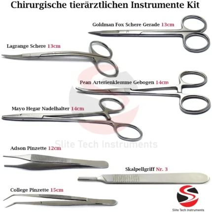 Tierärztlichen Chirurgie Präparierschere Arterienklemme Pinzette Chirurgische