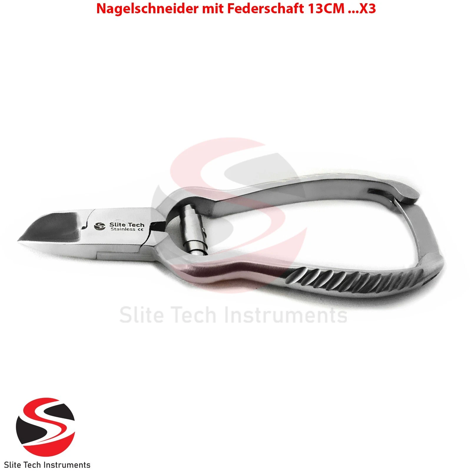 "3x Profi Nagelschneider 13cm Edelstahl – Kopfschneider mit Federschaft Fußpflege" - Image 3