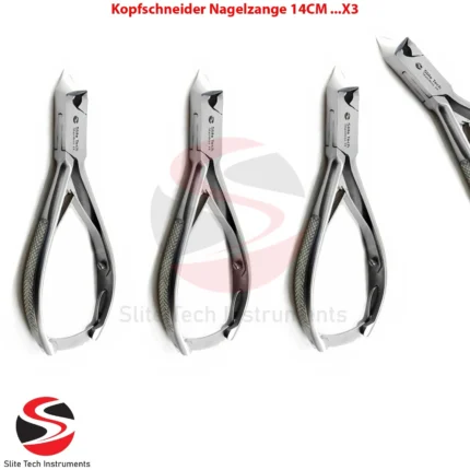 "3x Edelstahl Profi Nagelzange 14 cm – Kopfschneider für Fußnägel & Fußpflege"