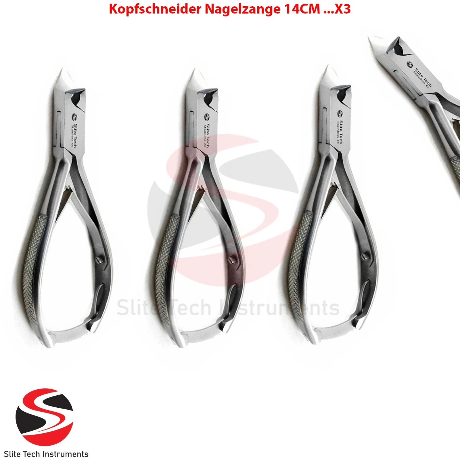 "3x Edelstahl Profi Nagelzange 14 cm – Kopfschneider für Fußnägel & Fußpflege"