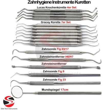 Zahnmedizin Instrumente Zahnreinigung Sonde Zahnsonde Zahnsteinkratzer Dental