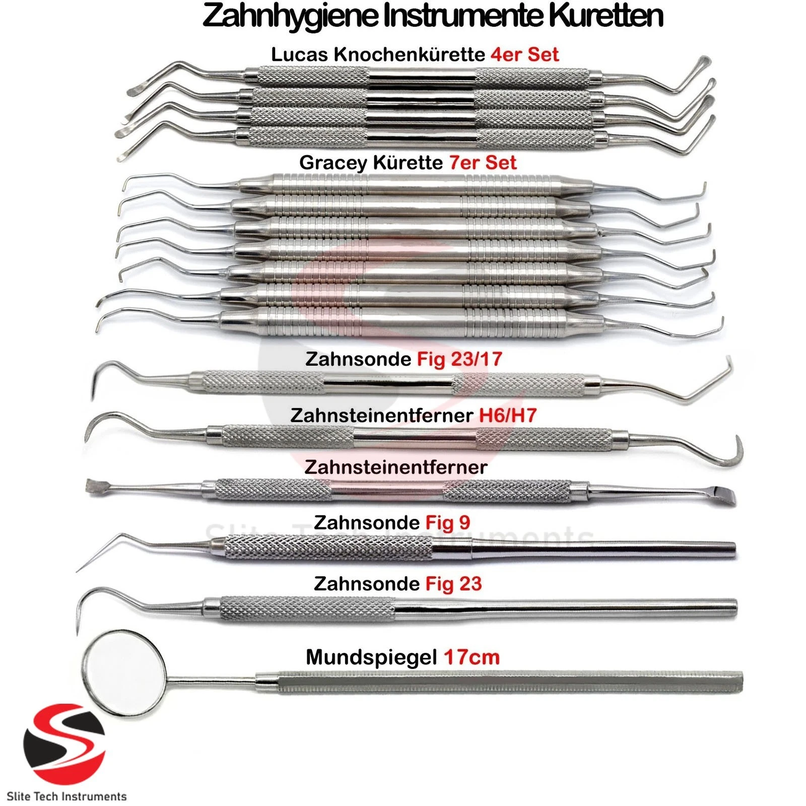 Zahnmedizin Instrumente Zahnreinigung Sonde Zahnsonde Zahnsteinkratzer Dental