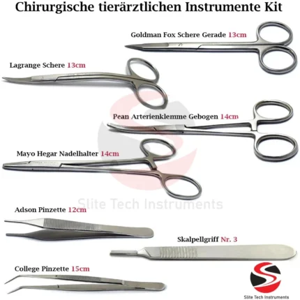 Tierärztlichen Chirurgie Präparierschere Arterienklemme Pinzette Chirurgische