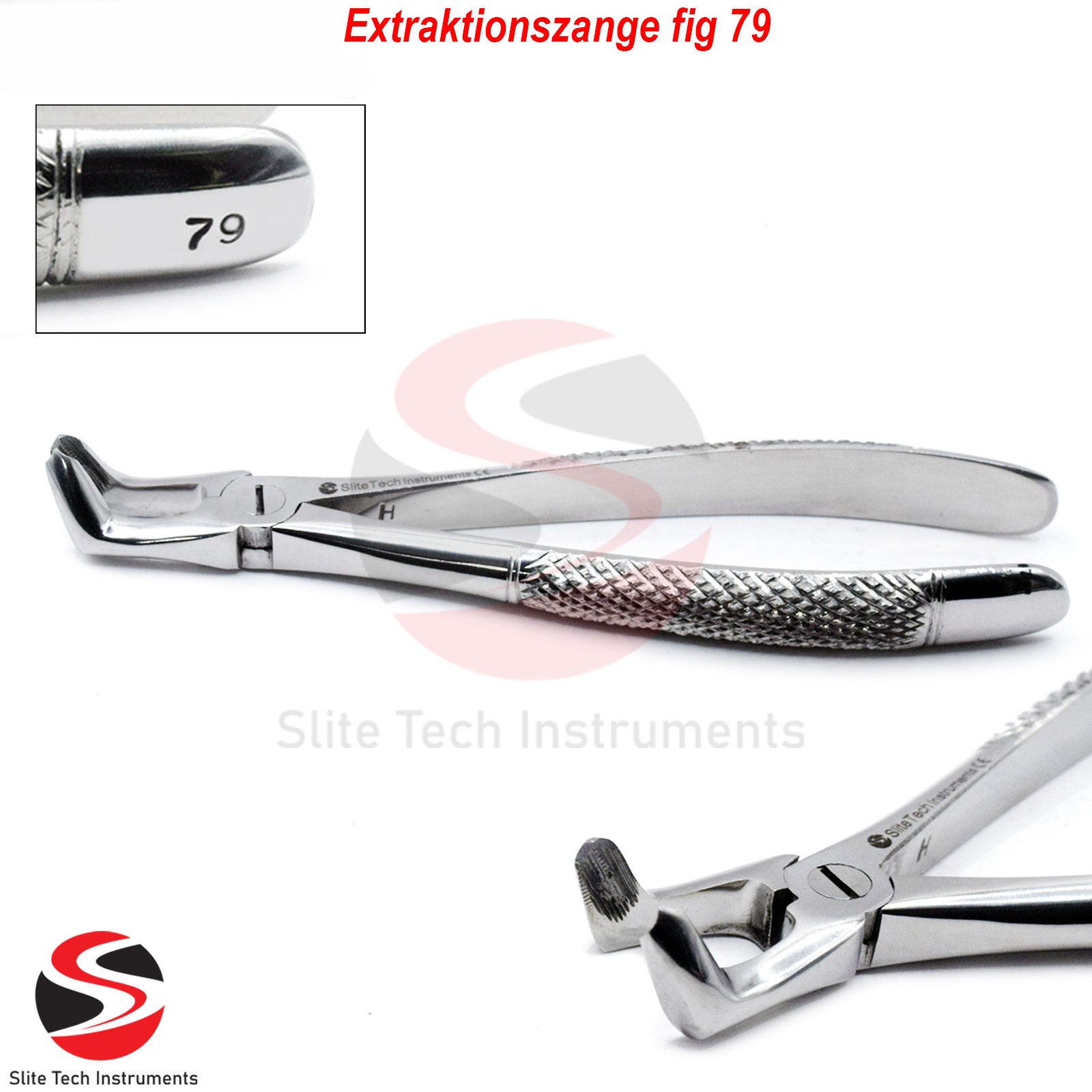 Dental Extraktionszange fig 79 Oberkiefer Unterkiefer Backenzahnentfernung Prämolaren