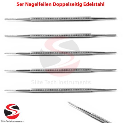 5er Nagelfeilen Doppelseitig Edelstahl-Nagelfeilen Maniküre und Pediküre Set