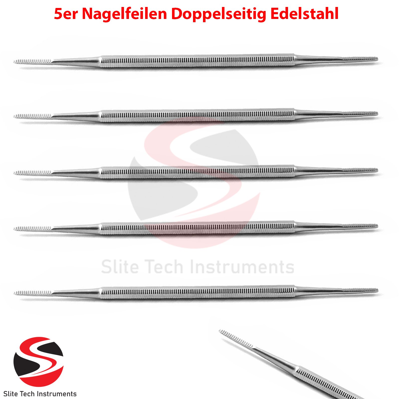 5er Nagelfeilen Doppelseitig Edelstahl-Nagelfeilen Maniküre und Pediküre Set