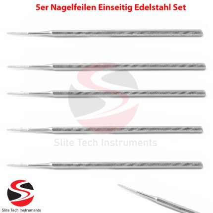 5er Nagelfeilen-Set einseitig Edelstahl-Nagelfeilen Maniküre und Pediküre Set