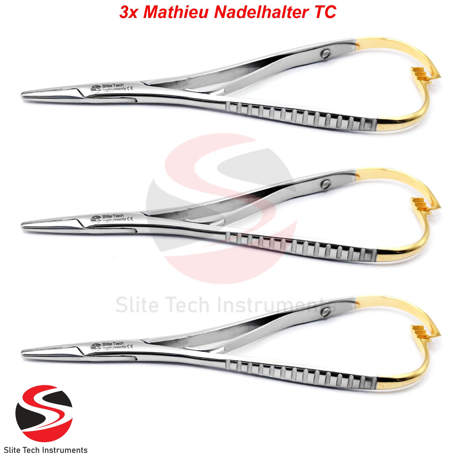 “3x Mathieu Nadelhalter TC Chirurgisch Naht Halter OP Instrumente Set”