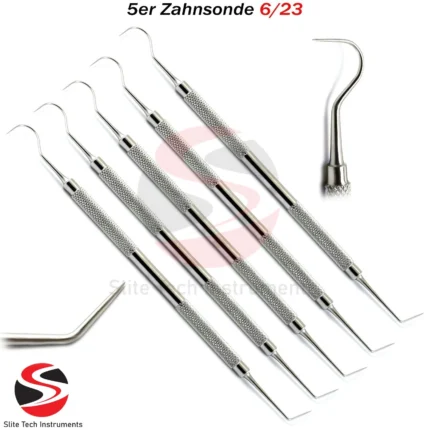 5er Dental Set Zahnsteinentferner Zahnsonde 6/23 Zahnreinigung Diagnostik Zahnarzt