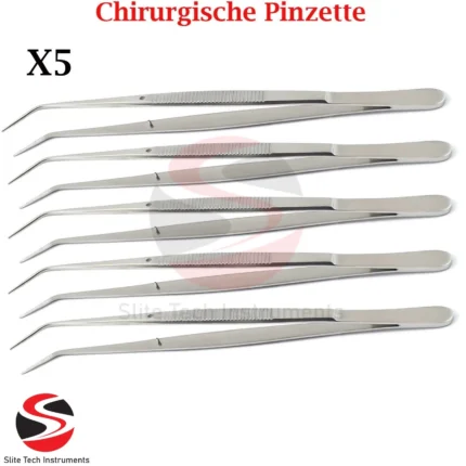 5x London College Pinzette 15 cm gebogen Dental Chirurgische Zahnarzt Zahn