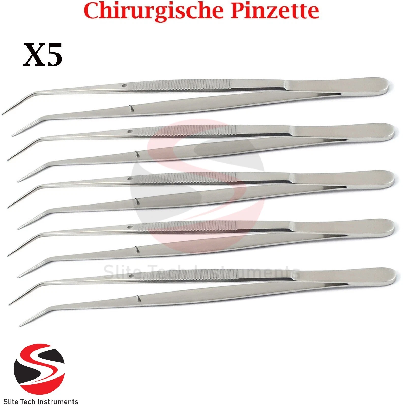 5x London College Pinzette 15 cm gebogen Dental Chirurgische Zahnarzt Zahn