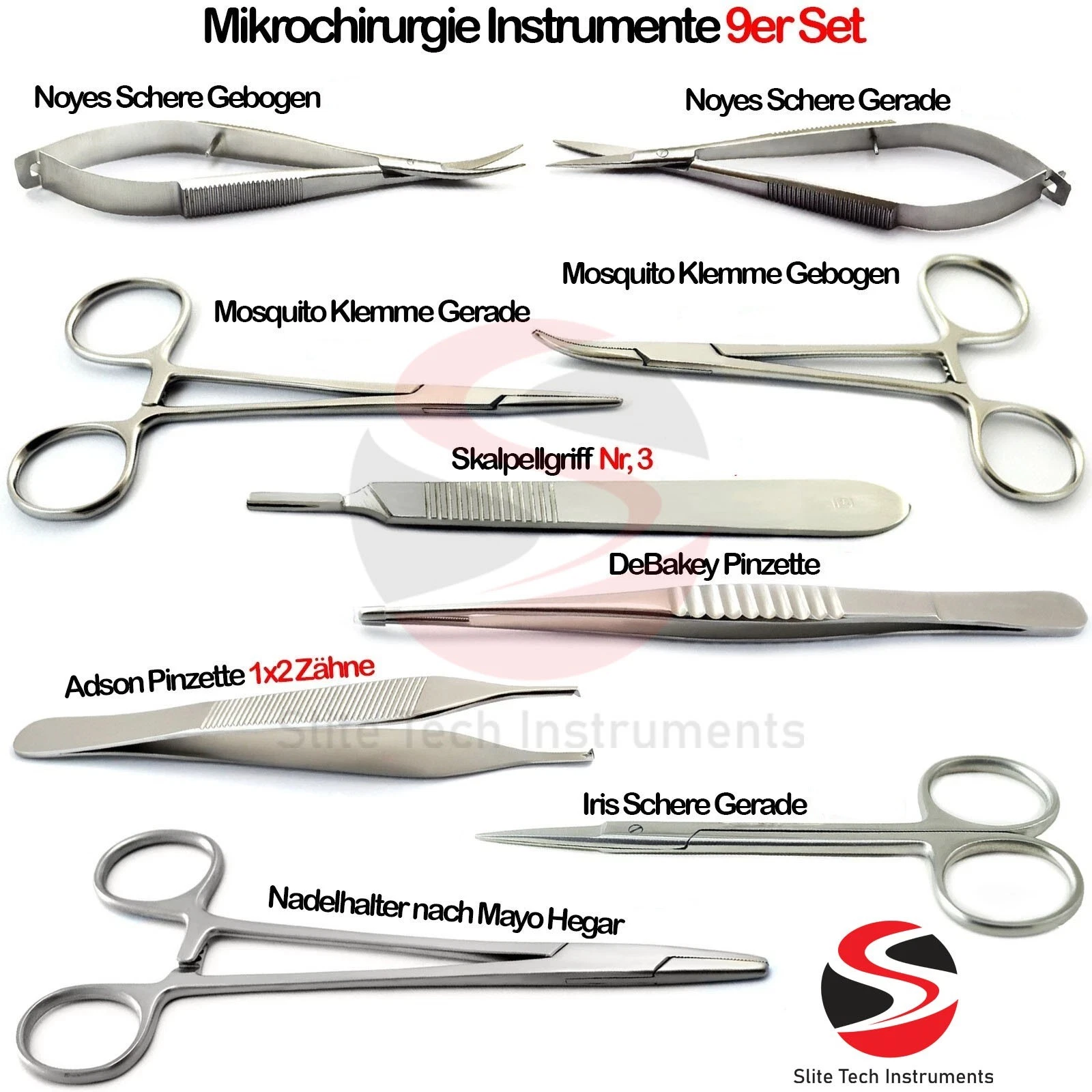 Mikrochirurgie Instrumente Federschere Pinzette Chirurgische Nadelhalter Klemme